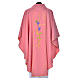 Pink chasuble in 100% polyester, Chi-Rho ears of wheat, grapes s2