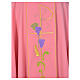 Pink chasuble in 100% polyester, Chi-Rho ears of wheat, grapes s3