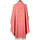 Pink chasuble in 100% polyester, Chi-Rho ears of wheat, grapes s4