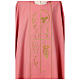 Pink Chi-Rho Chasuble with ears of wheat and grapes in 100% polyester s2