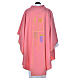 Pink chasuble in 100% polyester, ears of wheat, grapes s2
