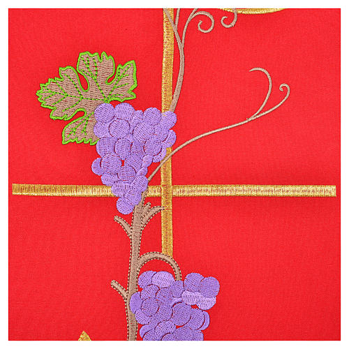 Chasuble in 100% polyester, Chi-Rho ears of wheat, grapes 4