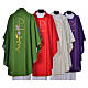 Chasuble in 100% polyester, Chi-Rho ears of wheat, grapes s2