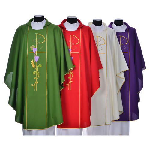 Chi-Rho Chasuble with ears of wheat, grapes in 100% 9