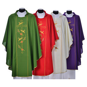 Chasuble in 100% polyester, cross, ears of wheat