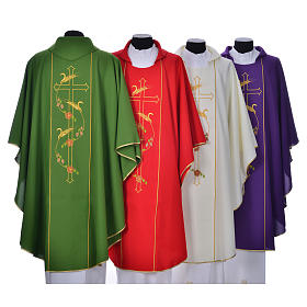 Chasuble in 100% polyester, cross, ears of wheat