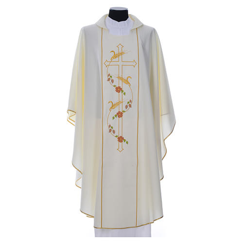 Chasuble in 100% polyester, cross, ears of wheat 4