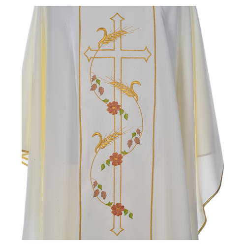 Chasuble in 100% polyester, cross, ears of wheat 5