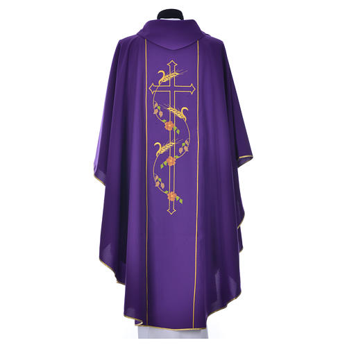 Chasuble with embroidered cross and wheat in 100% polyester 7