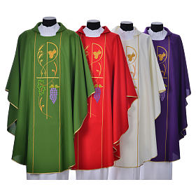 Casullas: Casulla 100% poliéster espigas uva