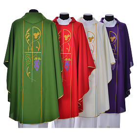 Casullas: Casulla 100% poliéster espigas uva