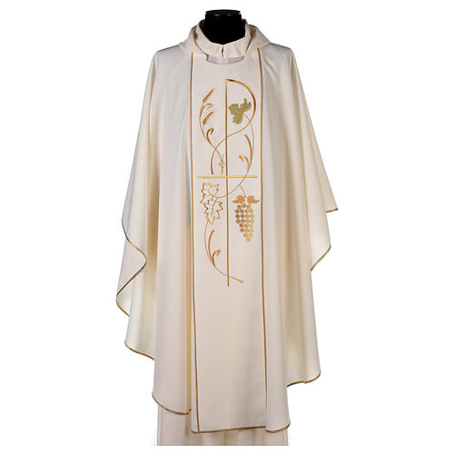 Gothic Chasuble with ears of wheat, grapes in 100% polyester 1