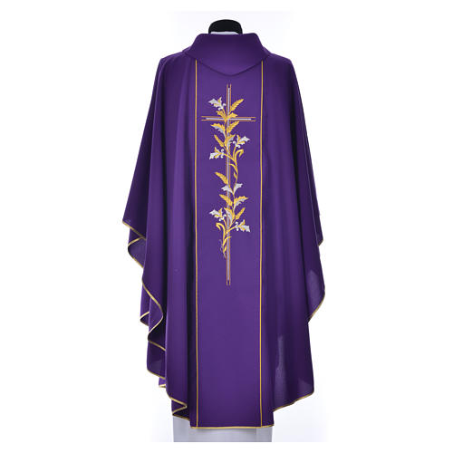 Chasuble in 100% polyester, cross, lily 7