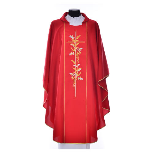 Ornat kapłański 100% poliester krzyż lilie 5