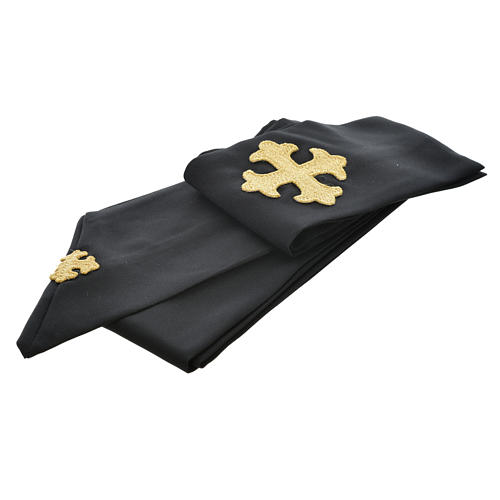 Schwarze Kasel mit stilisierten Kreuz Polyester 6