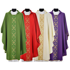 Liturgical Chasuble 100% polyester golden crosses embellishment