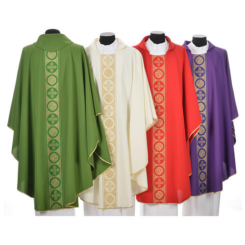 Liturgical Chasuble 100% polyester golden crosses embellishment 11