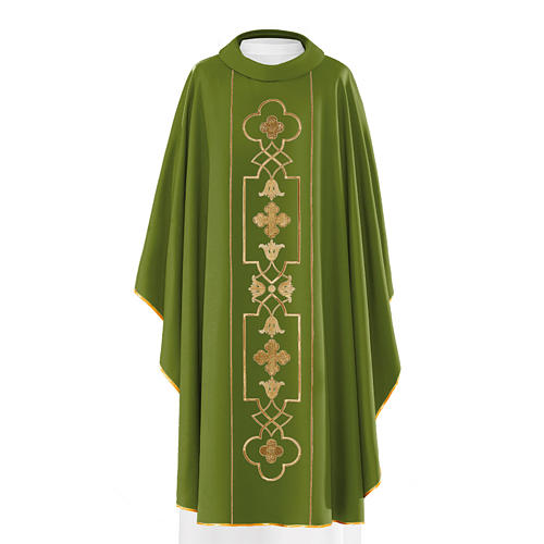 Priest Chausable with Clergy Stole with gold decorations in polyester 2