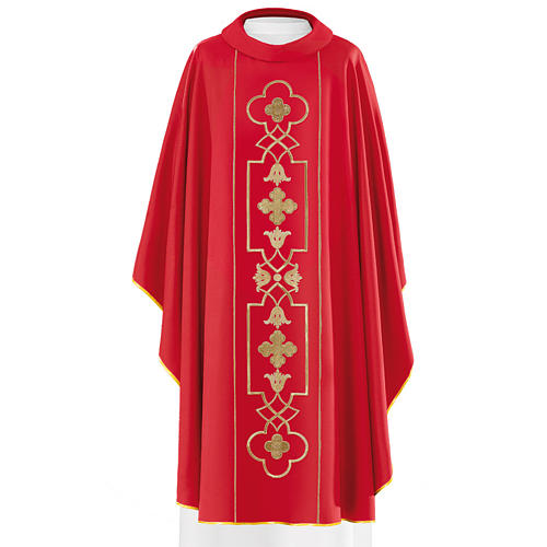 Priest Chausable with Clergy Stole with gold decorations in polyester 3