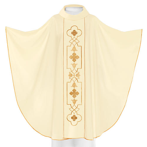 Priest Chausable with Clergy Stole with gold decorations in polyester 4