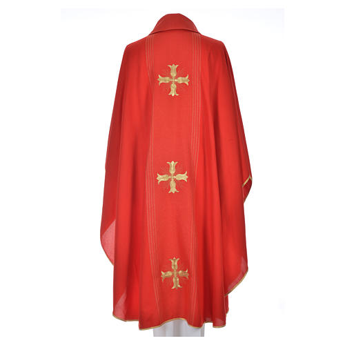 Chasuble with Roll Collar in 90% Bamboo and 10% Natural Viscose with Golden cross 3