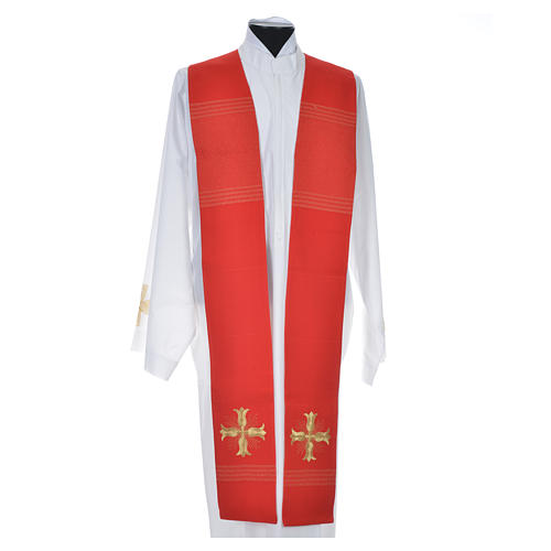Chasuble with Roll Collar in 90% Bamboo and 10% Natural Viscose with Golden cross 4