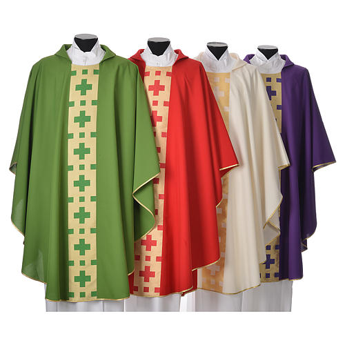 Sacred Chasuble in polyester with regular crosses 1
