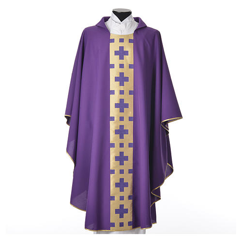 Sacred Chasuble in polyester with regular crosses 3