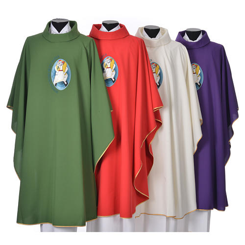 STOCK Chasuble Jubilee with LATIN application 100% polyester 1