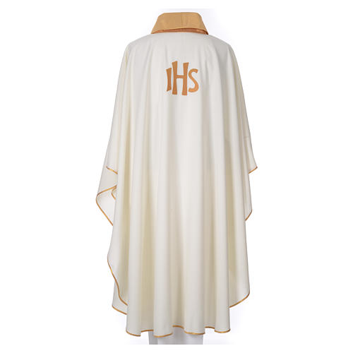 STOCK Chasuble Jubilee with LATIN application and golden finish 100% polyester 2