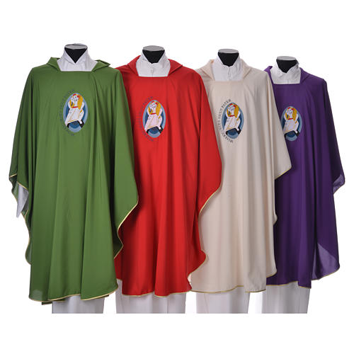 STOCK Chasuble Jubilee with LATIN machine embroided logo 100% polyester 1