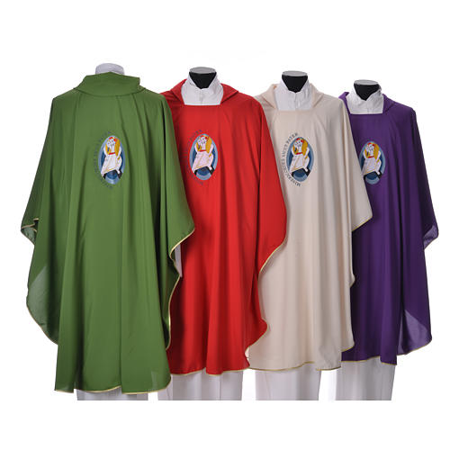 STOCK Chasuble Jubilee with LATIN machine embroided logo 100% polyester 2