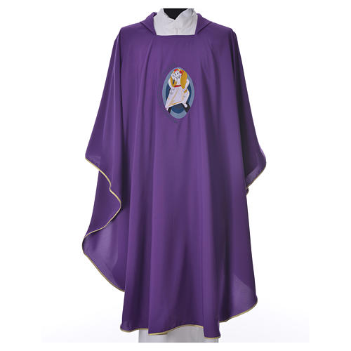 STOCK Chasuble Jubilee with LATIN machine embroided logo 100% polyester 3