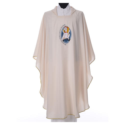 STOCK Chasuble Jubilee with LATIN machine embroided logo 100% polyester 4
