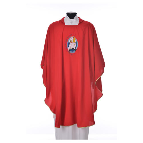 STOCK Chasuble Jubilee with LATIN machine embroided logo 100% polyester 5