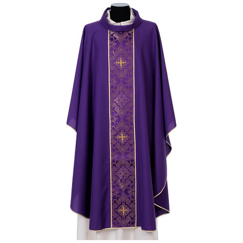 Chasuble in 100% polyester with damask filigree stole and three crosses Gamma 6