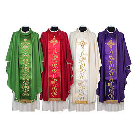 Chasuble in 100% wool and machine embroidered stole Gamma
