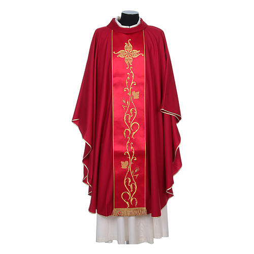 Chasuble in 100% wool and machine embroidered stole Gamma 5