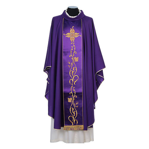 Chasuble in 100% wool and machine embroidered stole Gamma 7