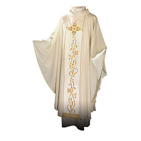 Chasubles: Chasuble 100% laine et bande centrale brodée machine
