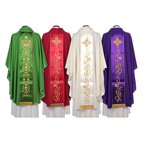 Catholic Chasuble in 100% wool and machine embroidered stole Gamma 9
