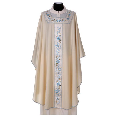 Marian chasuble in 100% wool with embroidered stole Gamma 1