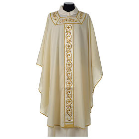 Chasuble in 100% wool with machine embroidered satin stole Gamma