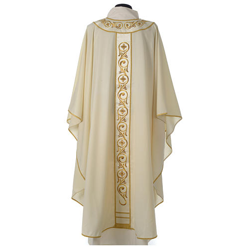 Priest Chasuble and Satin Stole in 100% wool with machine embroidered Gamma 4