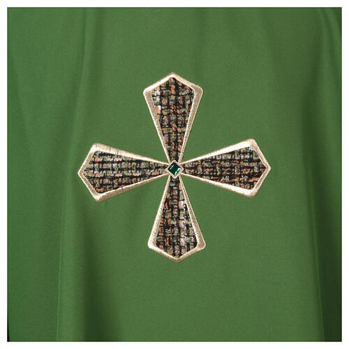 Chasuble in 100% polyester with inserts in fabric and embroidered cross Gamma 3