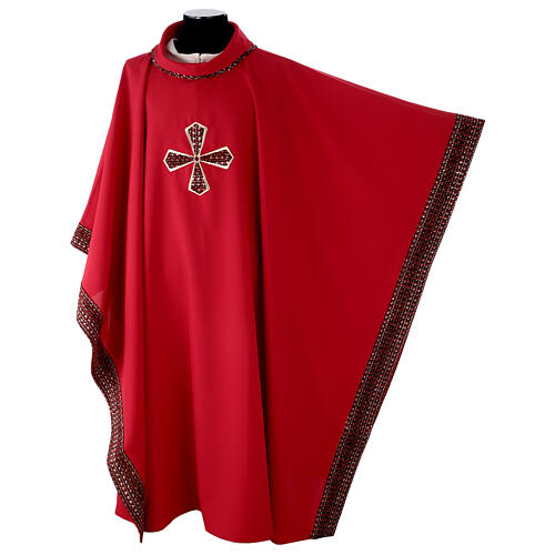 Chasuble in 100% polyester with inserts in fabric and embroidered cross Gamma 4