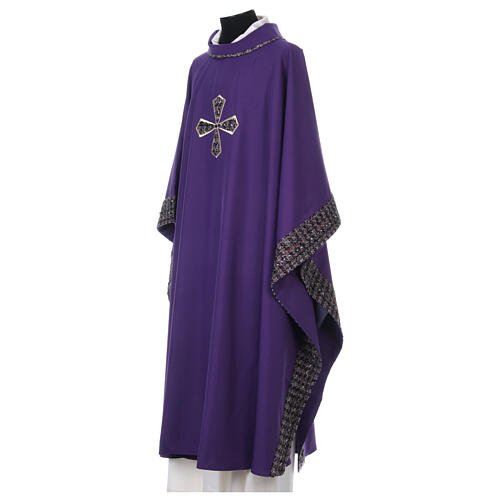 Chasuble in 100% polyester with inserts in fabric and embroidered cross Gamma 6