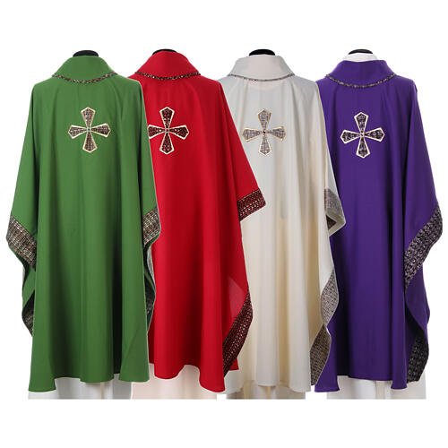 Chasuble in 100% polyester with inserts in fabric and embroidered cross Gamma 8