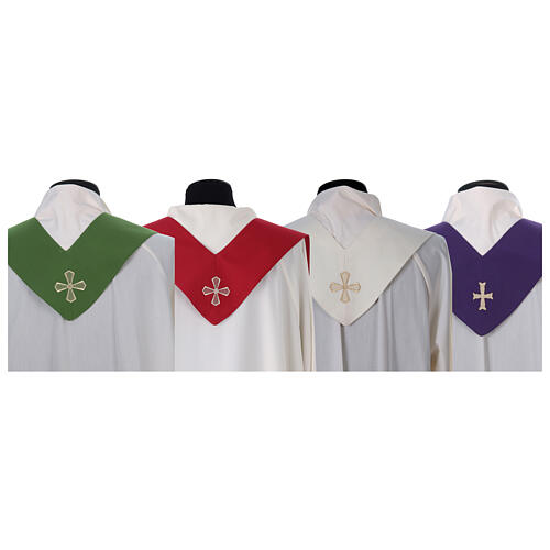 Chasuble in 100% polyester with inserts in fabric and embroidered cross Gamma 10
