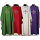 Chasuble in 100% polyester with inserts in fabric and embroidered cross Gamma s1